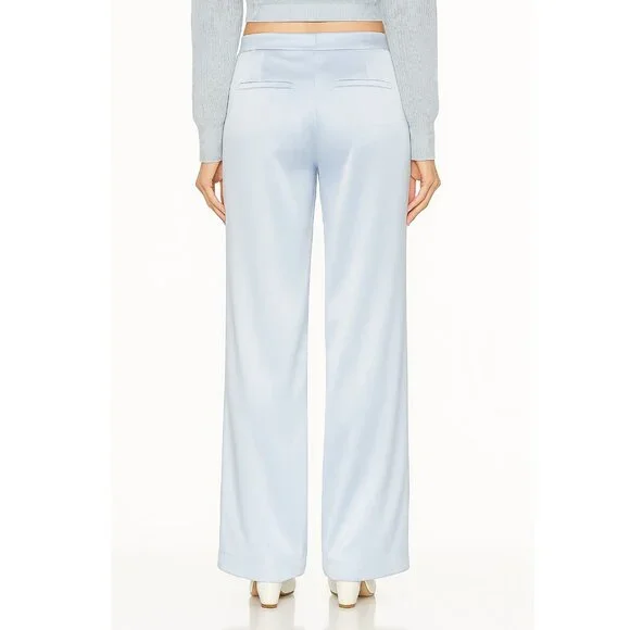 Sablyn Light Blue Silk Wide-Leg Button Fly Pants – Sample Style — Size XS